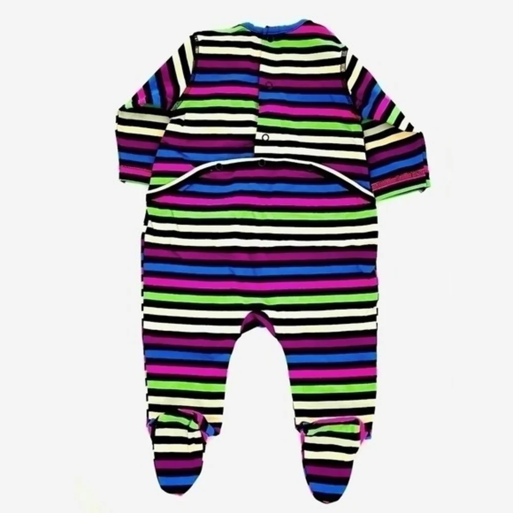 All Navy Pink Striped Cotton Baby Girl Footie Romper Size 6-9 Months NWOT
